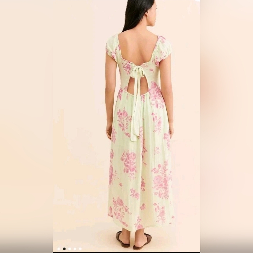 Free People Cream and Pink Sundress with Sweetheart Neckline Size M - Picture 3 of 14